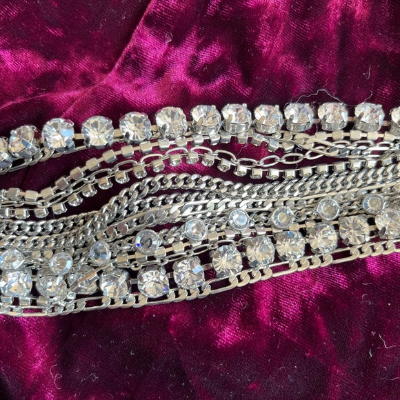 bracelet NWT ABS Allen Schwartz bling sparkle rhinestones multi chains - Picture 7 of 16